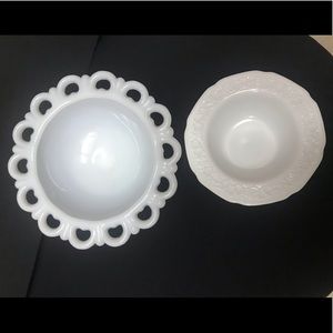 Milk glass candy dish lot